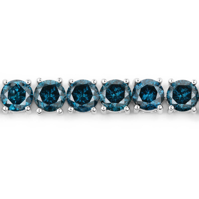 12.18 Carat Genuine Blue Diamond 14K White Gold Bracelet