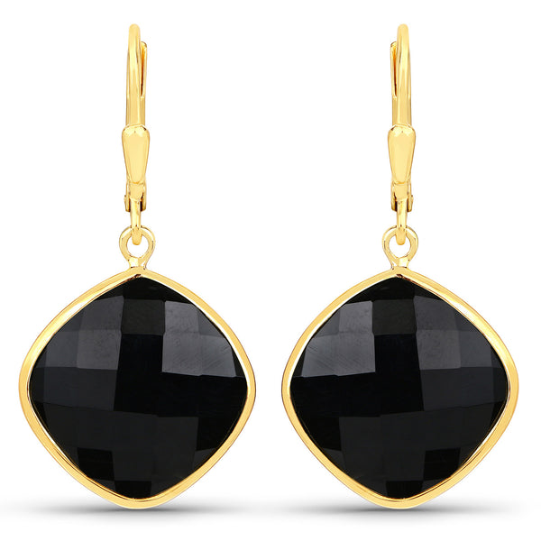 19.54 Carat Genuine Black Onyx .925 Sterling Silver Earrings