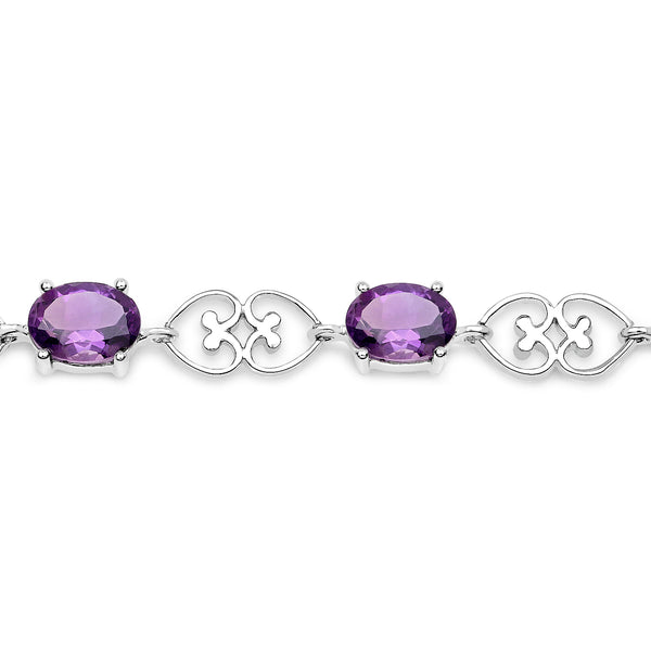 9.20 Carat Genuine Amethyst .925 Sterling Silver Bracelet