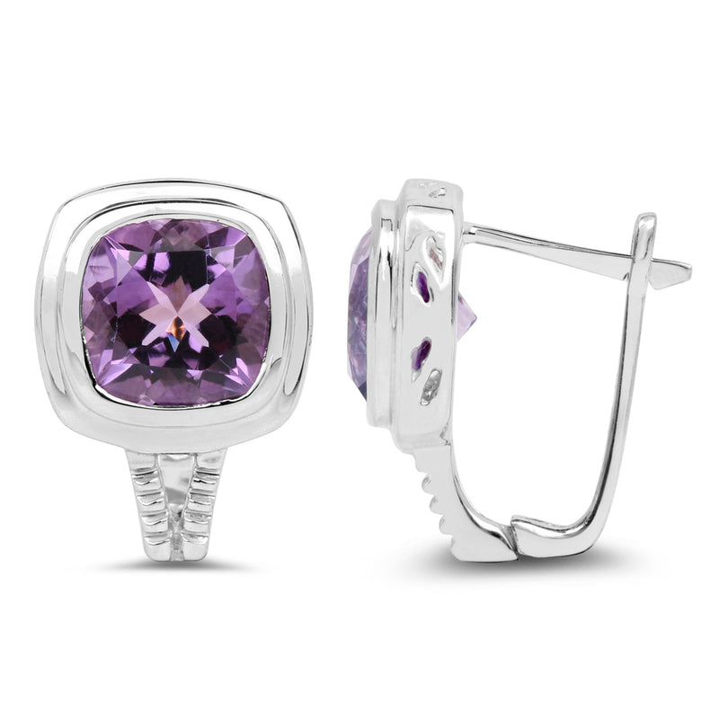 7.10 Carat Genuine Amethyst .925 Sterling Silver Earrings