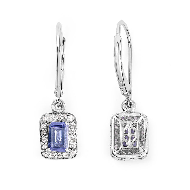 1.48 Carat Genuine Tanzanite and White Topaz .925 Sterling Silver Earrings