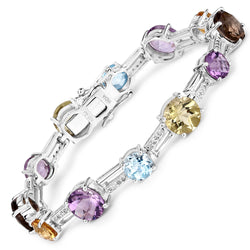 26.74 Carat Genuine Multi Stones .925 Sterling Silver Bracelet