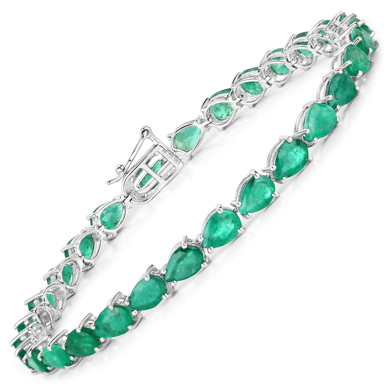 10.15 Carat Genuine Zambian Emerald 14K White Gold Bracelet