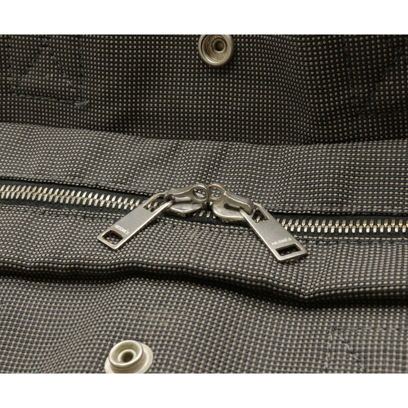 Hermes Her Line Tote MM Bag Handbag Canvas Gray Black