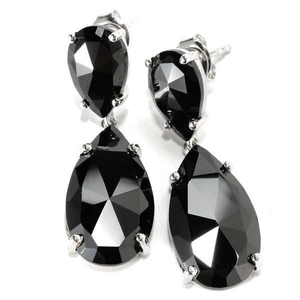 925 sterling silver with natural Black Spinel Pear dangle Earring for women