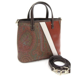 Etro 2WAY Handbag Paisley Bordeaux Leather Tote Bag Shoulder Mini Ladies