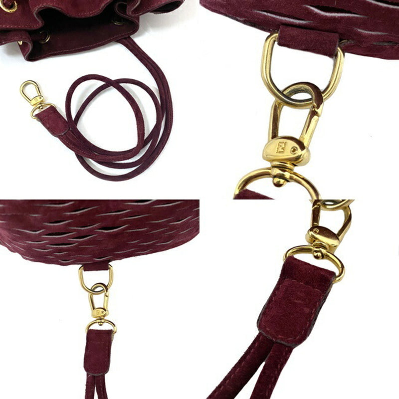 Fendi Backpack Bordeaux 228-257430-049 Suede FENDI Mesh AmiAmi Ladies Red