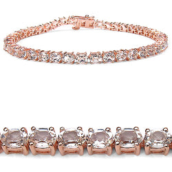 14K Rose Gold Plated 6.60 Carat Genuine Morganite .925 Sterling Silver Bracelet