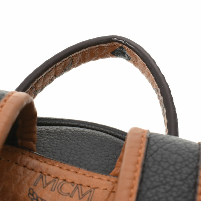 MCM Backpack Mini Studs Cognac / Black Womens PVC Leather Daypack
