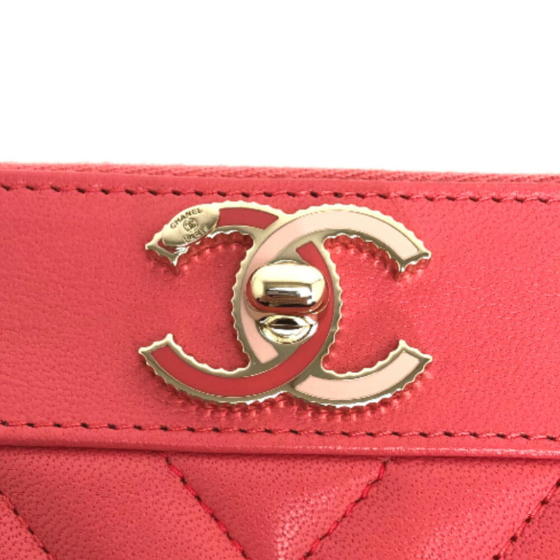 Chanel Long Wallet Mademoiselle CC Mark V Stitch Round Zip A80969 Leather Pink Ladies CHANEL