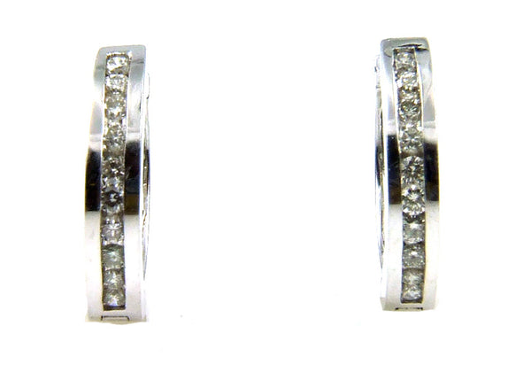 Natural .53ct Diamond Hoop Earrings 18KT White Gold