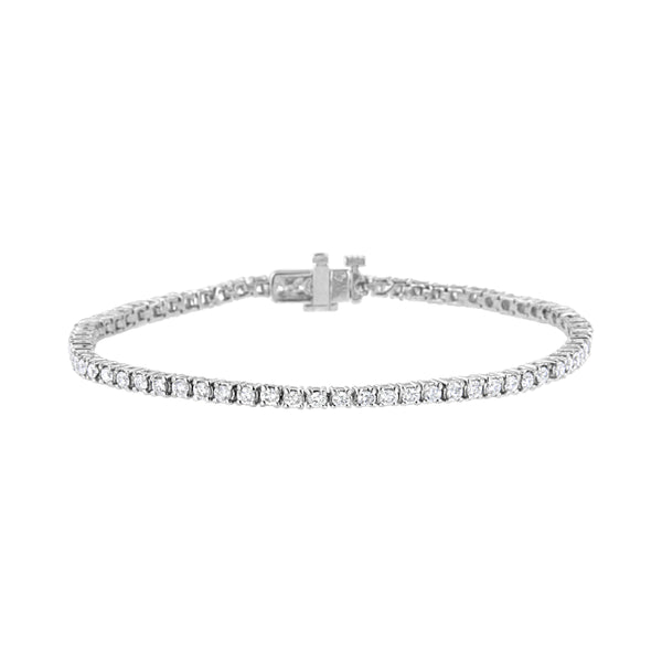 14K White Gold 2 cttw 4-Prong Set Lab Grown Brilliant Round Cut Diamond 7" Tennis Bracelet (G-H Color, SI1-SI2 Clarity)