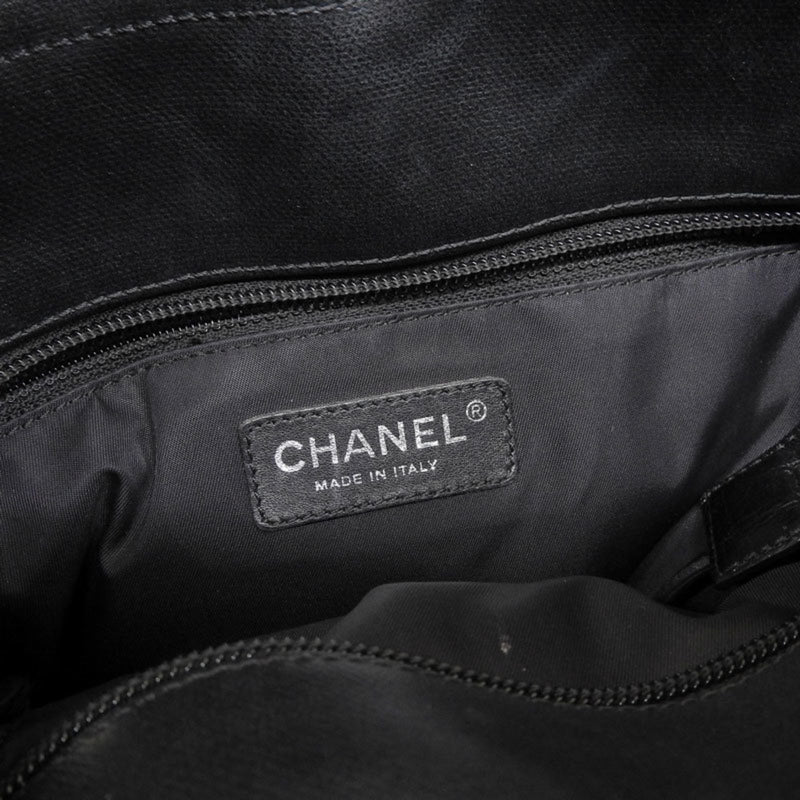 Chanel Handbag Paris Biarritz Womens Coated Canvas HandbagTote Bag Black