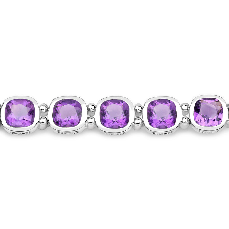 13.50 Carat Genuine Amethyst .925 Sterling Silver Bracelet