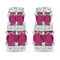 3.20 Carat Glass Filled Ruby .925 Sterling Silver Earrings