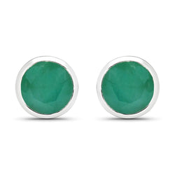 1.50 Carat Genuine Emerald .925 Sterling Silver Earrings