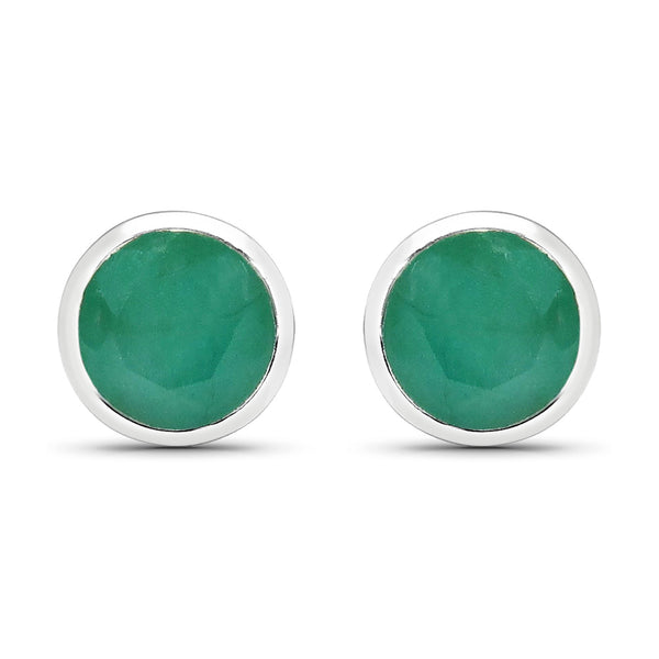 1.50 Carat Genuine Emerald .925 Sterling Silver Earrings