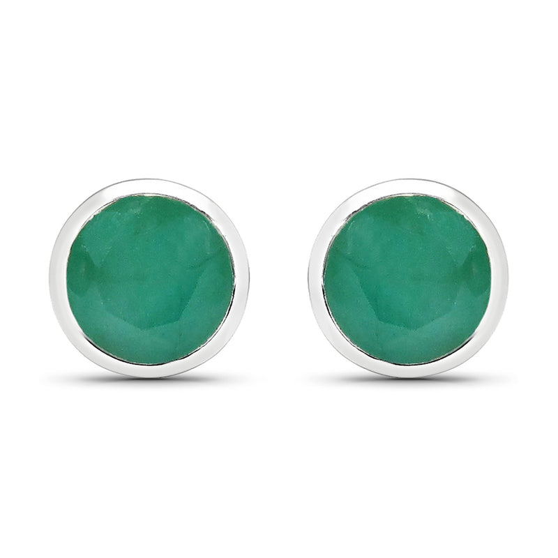 1.50 Carat Genuine Emerald .925 Sterling Silver Earrings