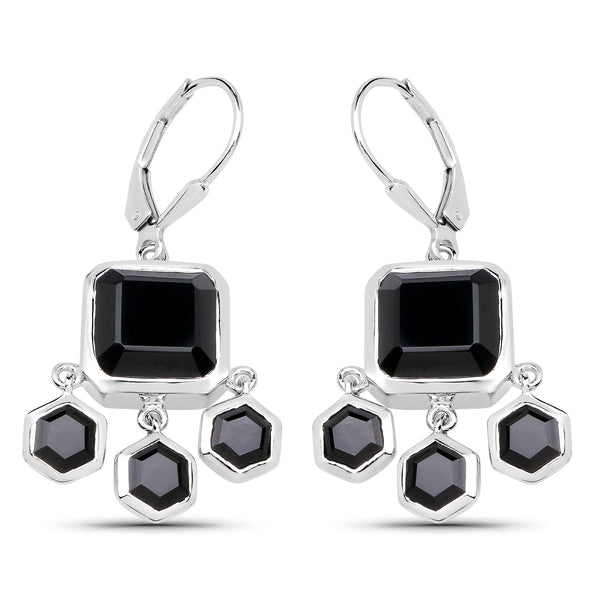 10.44 Carat Genuine Black Onyx .925 Sterling Silver Earrings