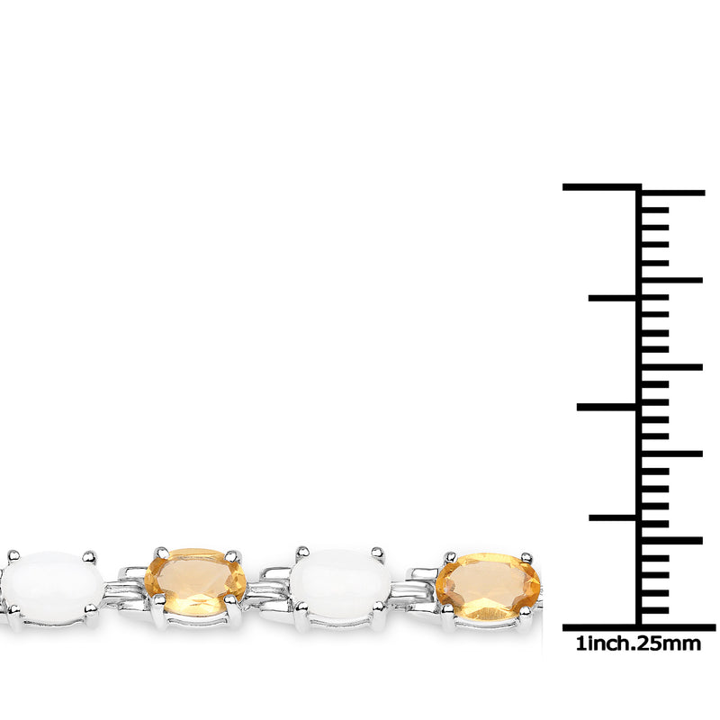 8.14 Carat Genuine Opal and Citrine .925 Sterling Silver Bracelet