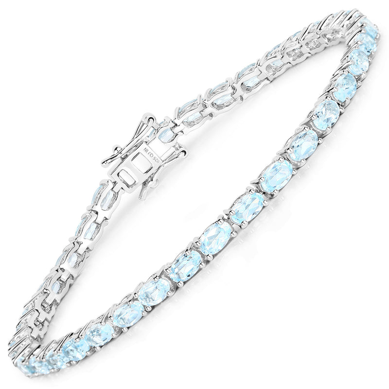 9.00 Carat Genuine Blue Topaz .925 Sterling Silver Bracelet