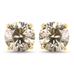 2.39 Carat Genuine TTLB Diamond 14K Yellow Gold Earrings