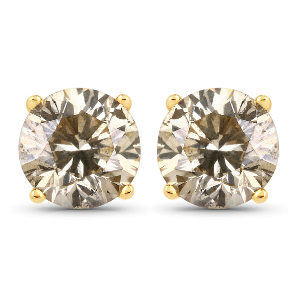 2.39 Carat Genuine TTLB Diamond 14K Yellow Gold Earrings