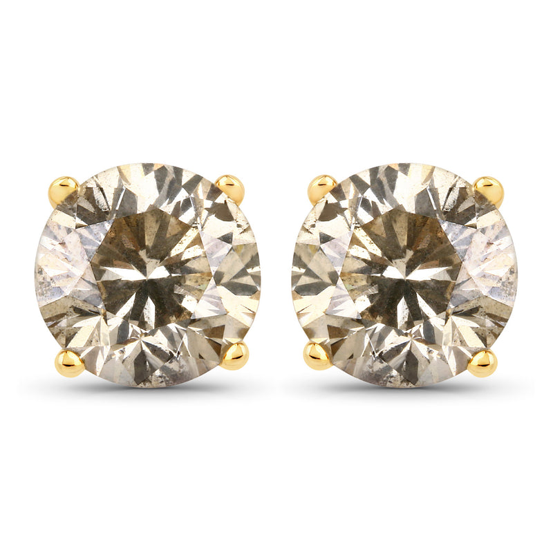 2.39 Carat Genuine TTLB Diamond 14K Yellow Gold Earrings