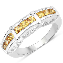 1.08 Carat Genuine Yellow Sapphire .925 Sterling Silver Ring