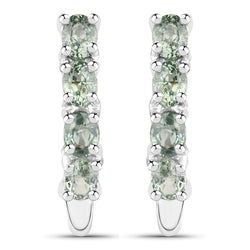 1.76 Carat Genuine Green Sapphire .925 Sterling Silver Earrings