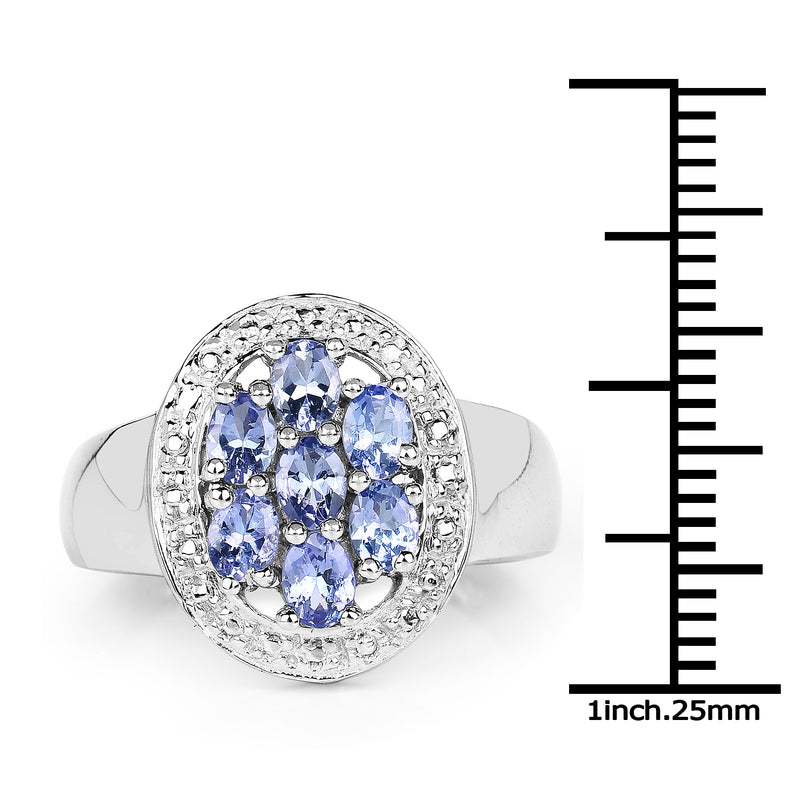 1.19 Carat Genuine Tanzanite .925 Sterling Silver Ring