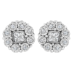 10KT White Gold 1/4ct Diamond Floral Cluster Stud Earring (I-J, I1-I2)