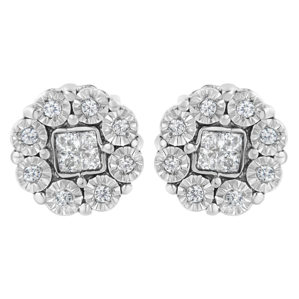 10KT White Gold 1/4ct Diamond Floral Cluster Stud Earring (I-J, I1-I2)