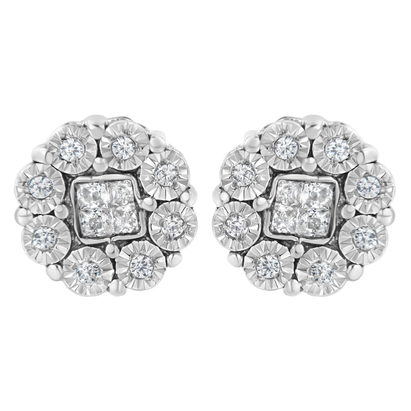 10KT White Gold 1/4ct Diamond Floral Cluster Stud Earring (I-J, I1-I2)