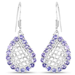 3.40 Carat Genuine Tanzanite .925 Sterling Silver Earrings