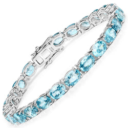 14.30 Carat Genuine Blue Zircon .925 Sterling Silver Bracelet