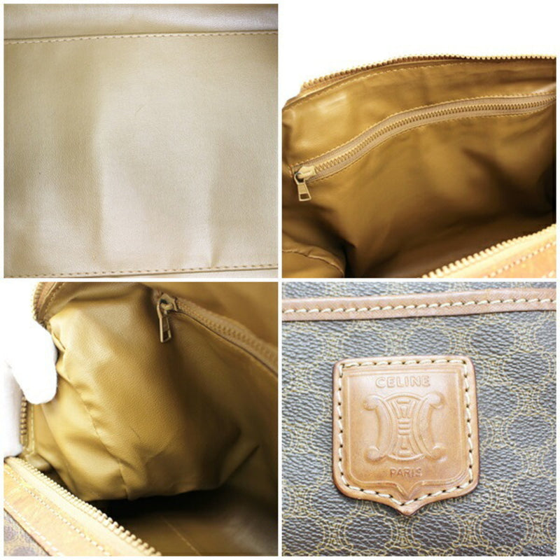 Celine Macadam Pattern Handbag Mini Boston Bag Old PVC x Leather Dark Brown CELINE Ladies Men's Available