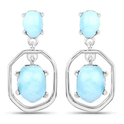 4.80 Carat Genuine Larimar .925 Sterling Silver Earrings