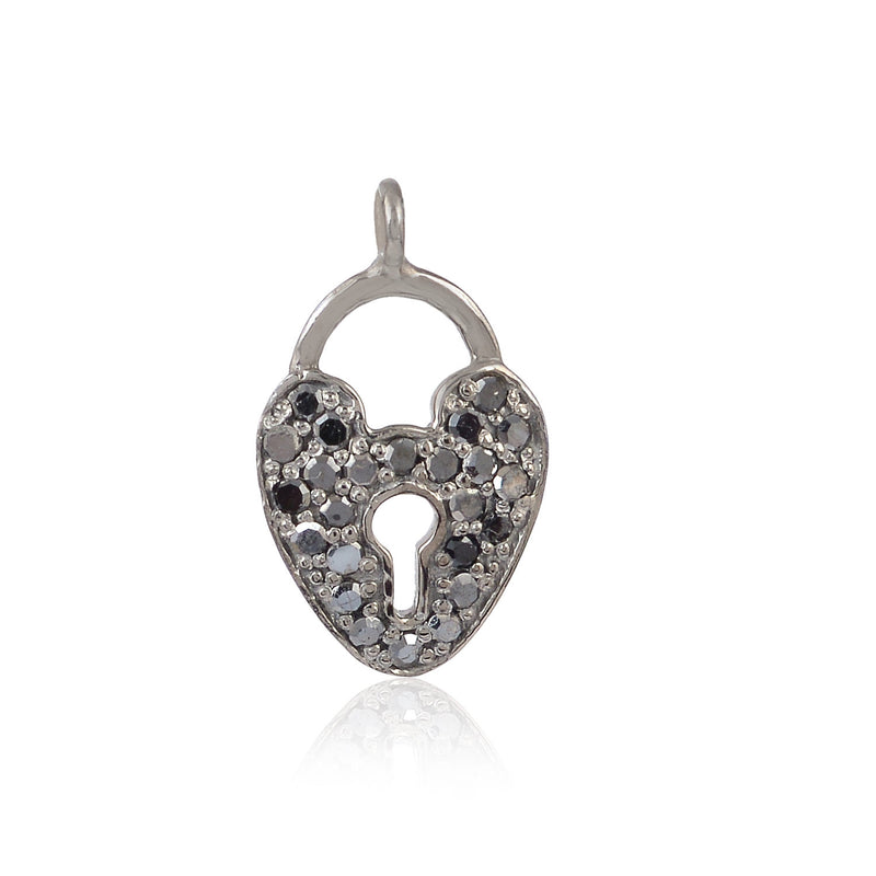 0.24ct Pave Diamond Padlock Charm Pendant 925 Sterling Silver Women Jewelry