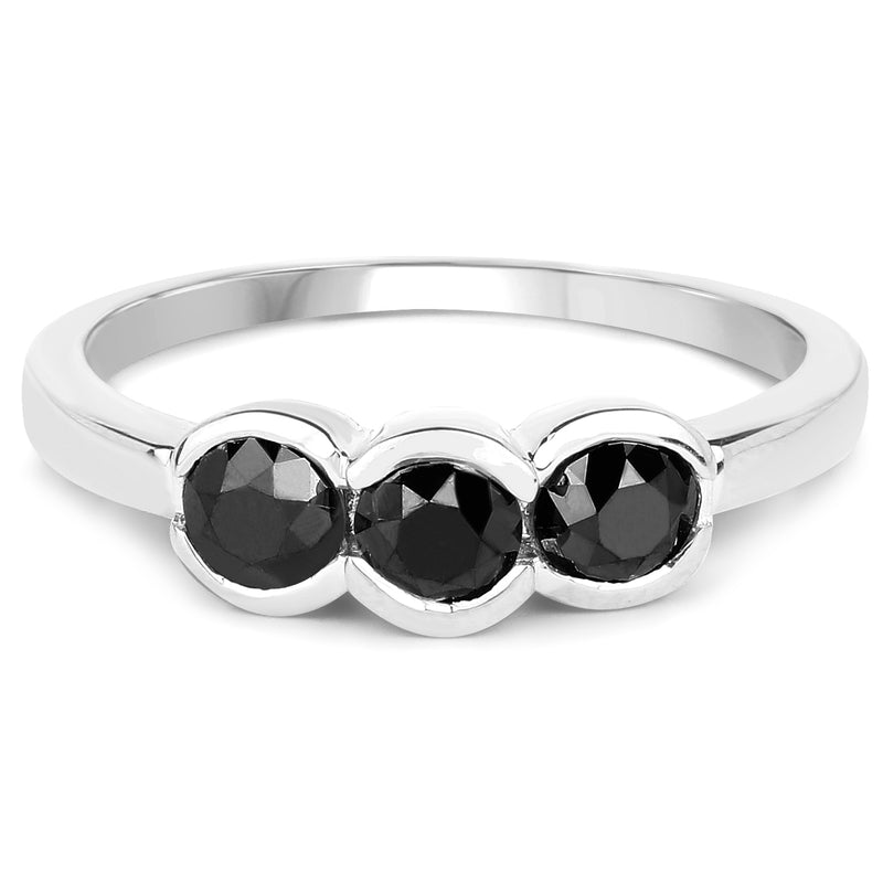 1.16 Carat Genuine Black Diamond .925 Sterling Silver Ring