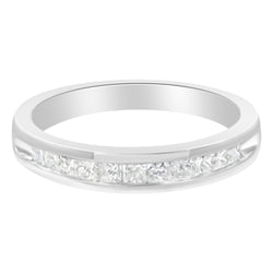 .925 Sterling Silver 1/2 Cttw Princess-Cut Diamond Channel-Set Half-Eternity Wedding or Anniversary Band Ring (H-I Color, I2 Clarity) - Size 6