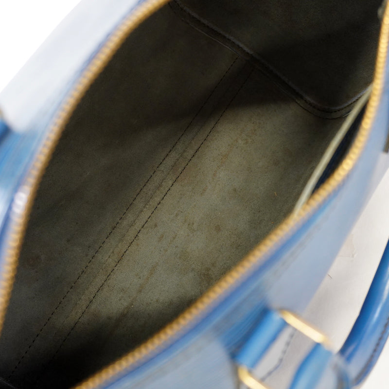 Auth Louis Vuitton Epi Speedy 30 M43005 Womens Boston BagHandbag Toledo Blue