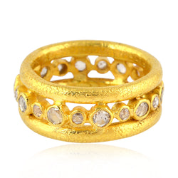 0.88 ct Ice Diamond 18 kt Solid Yellow Gold Band Ring Indian Ethnic Look Jewelry