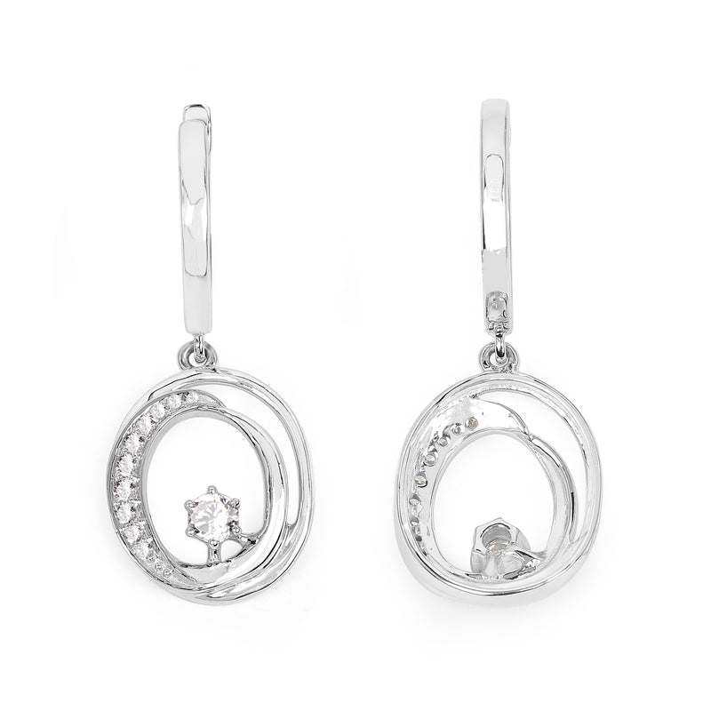 0.37 Carat Genuine White Diamond 14K White Gold Earrings (E-F-G Color, SI Clarity)