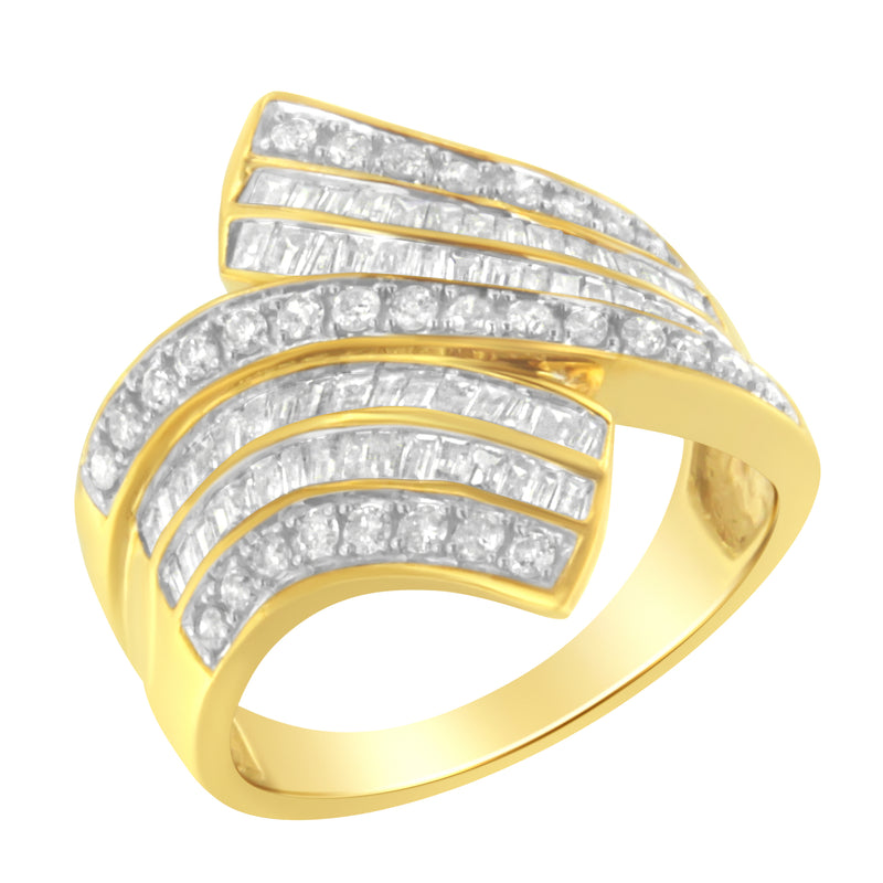 10k Yellow Gold-Plated Sterling Silver 1ct. TDW Diamond Bypass Ring (H-II1-I2)