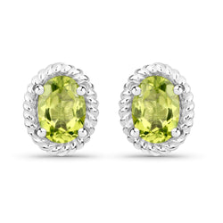 1.66 Carat Genuine Peridot .925 Sterling Silver Earrings