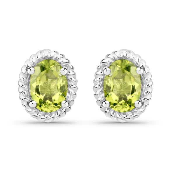 1.66 Carat Genuine Peridot .925 Sterling Silver Earrings