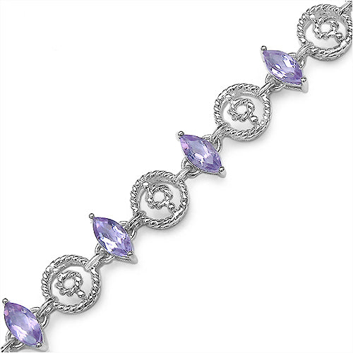 5.30 Carat Genuine Amethyst .925 Sterling Silver Bracelet