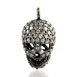 Pave Diamond Handmade Skull Charm Pendant 925 Silver Jewelry