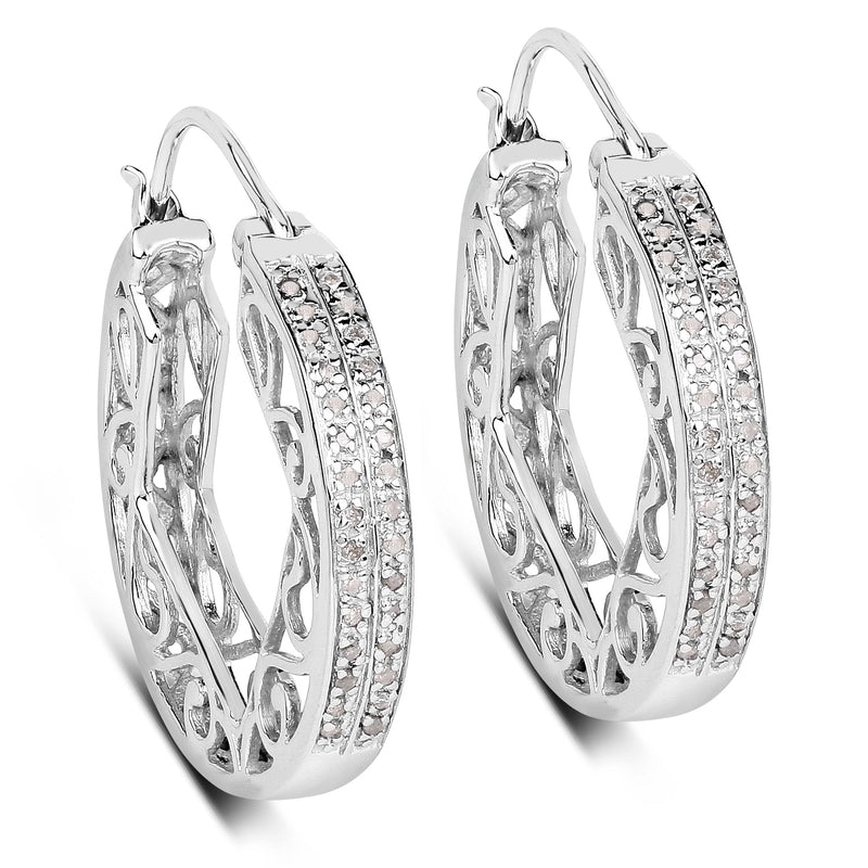 0.24 Carat Genuine White Diamond .925 Sterling Silver Earrings